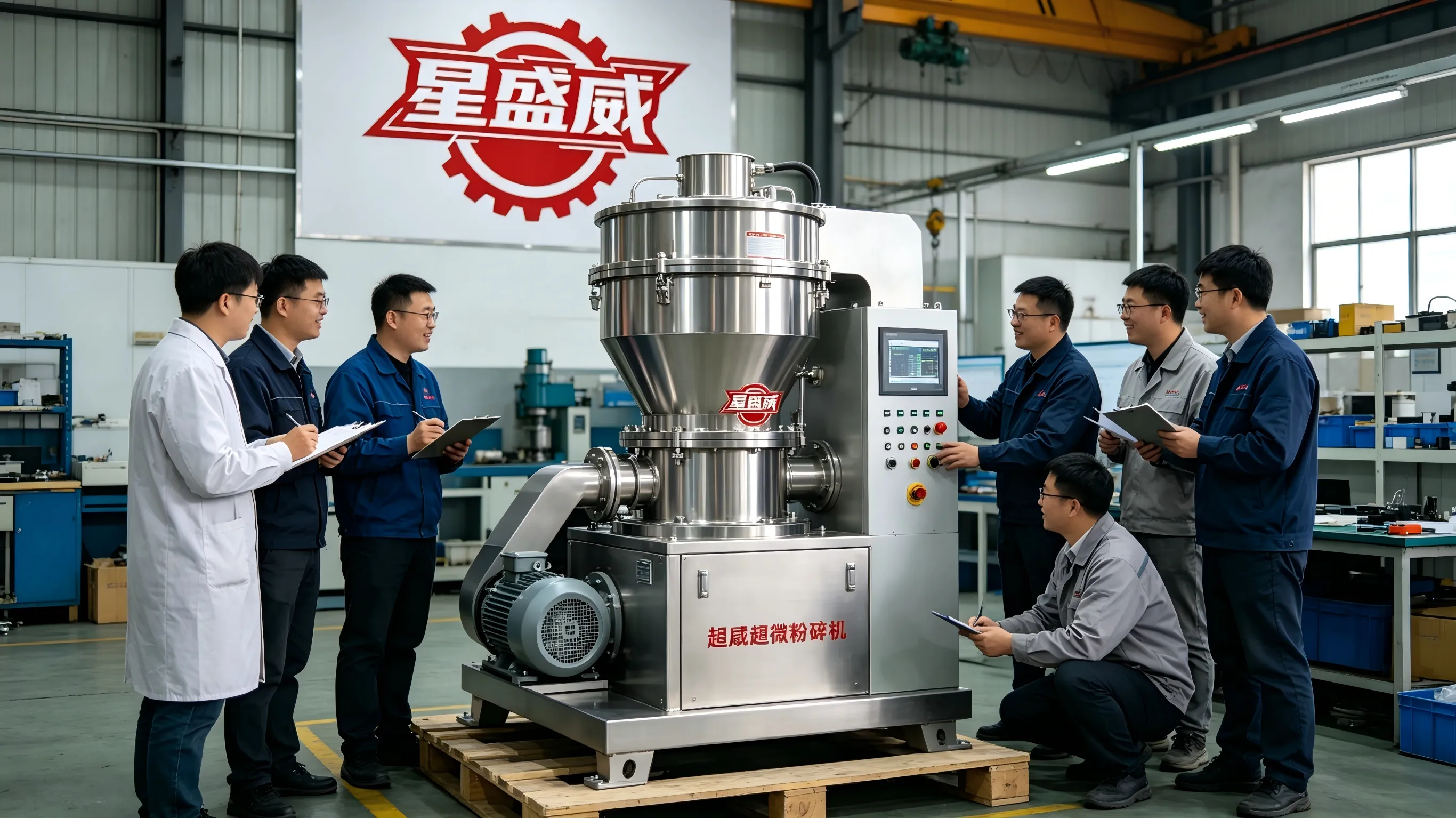 Sekumpulan pembeli dari pelbagai wilayah di Jiangsu, Shandong dan Hebei melawat Kilang Jentera Xingshengwei untuk menjalankan ujian di tapak dan memuktamadkan pelan perolehan untuk Ultra Pulverizer